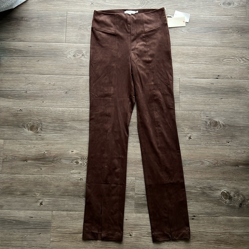 Good American Split hem brown suede pants